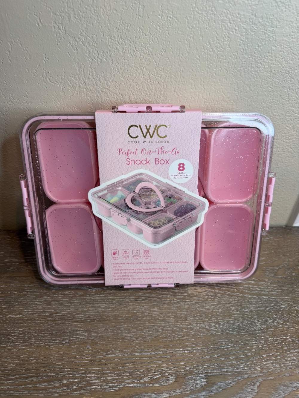 Cook nwt With Color Sparkle Snack Box Food Storage Container Pink